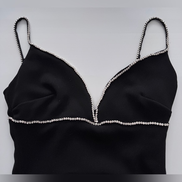 House of CB Maricel Crystallized rhinestone Fringe Ostrich feather Maxi Dress XS - Picture 6 of 11